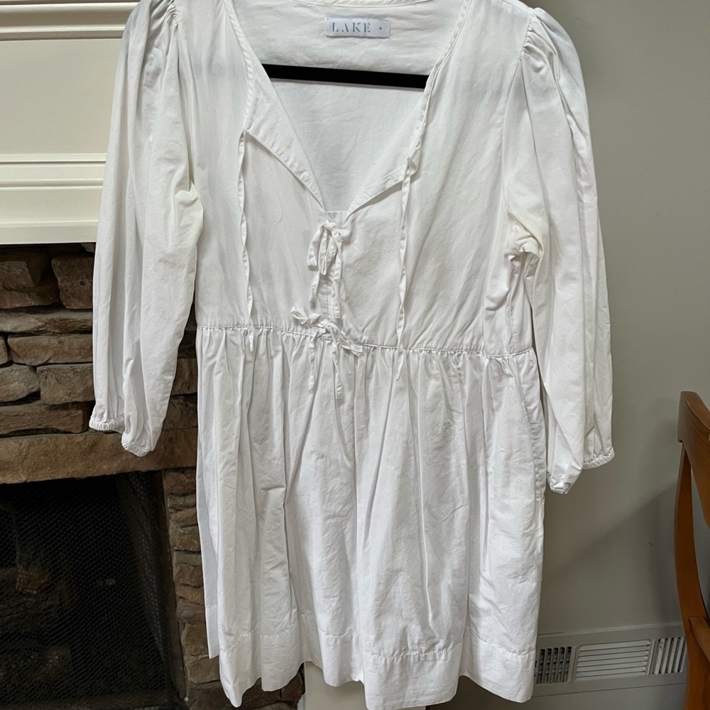 LAKE White Poplin Triple Tie Dress -Size Medium. Great condition! - Picture 2 of 4